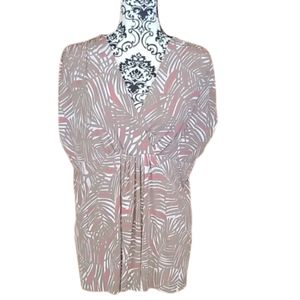 Worthington Career Tan Print Plus Size Top 1X